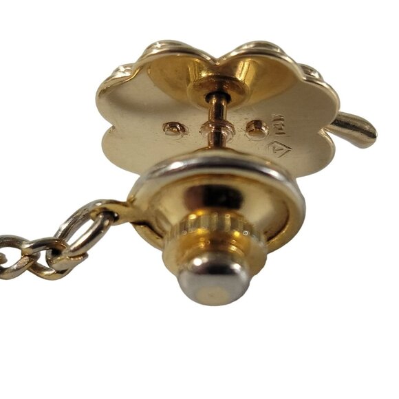VTG 14kt Solid Yellow Gold Genuine Diamond 4 Leaf Clover Pin Tie Tack 5.48g 10mm - Picture 12 of 13